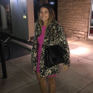 Leopard faux fur coat